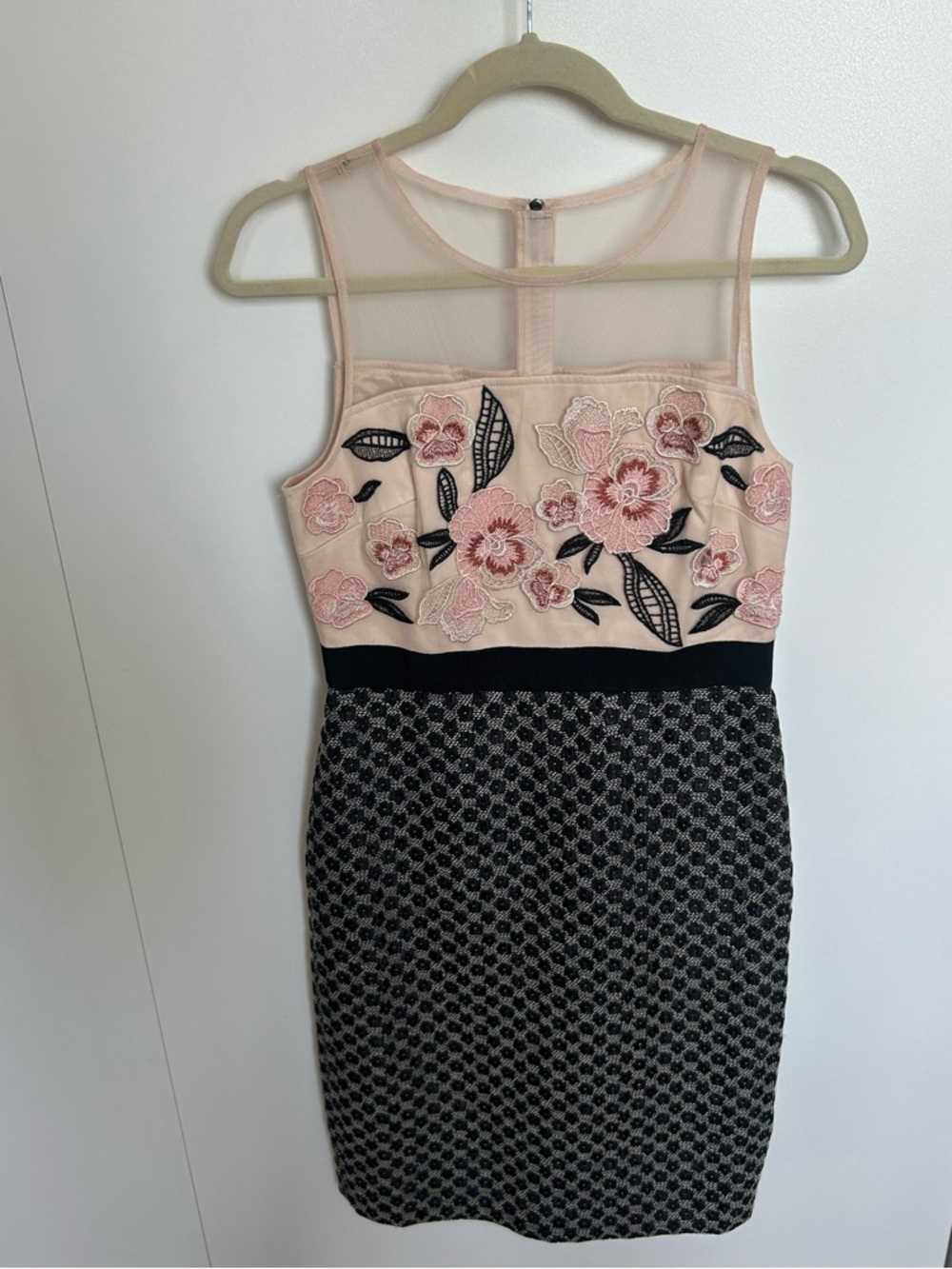 Moulinette Soeurs Pink & Black Embroidered Mesh Midi Dress